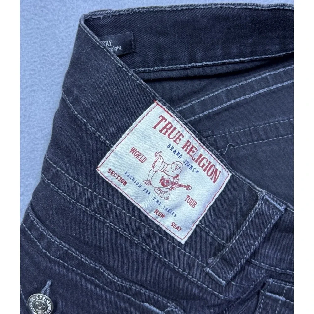 True Religion Jeans Mens 34x32 Ricky Relaxed Straight Black Y2K Normcore USA